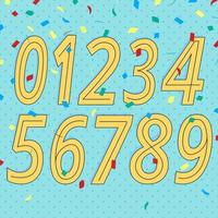 Set of numbers with retro 80s-90s design style elements vector