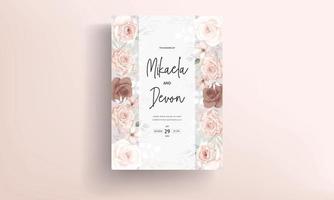 elegante tarjeta de invitación de boda con hermosas decoraciones florales vector