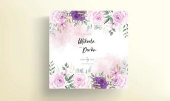 elegante tarjeta de invitación de boda con hermosas decoraciones florales vector