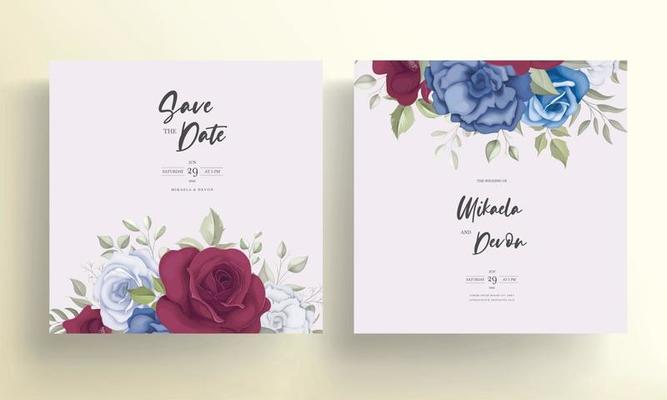 Elegant wedding invitation card with rose ornaments