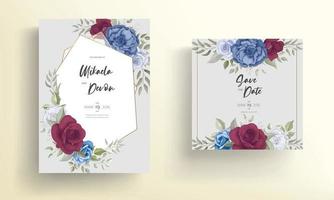 elegante tarjeta de invitación de boda con adornos de rosas vector