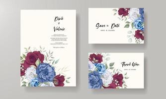 elegante tarjeta de invitación de boda con adornos de rosas vector