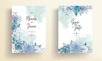 Wedding invitation card with beautiful floral decorations vector