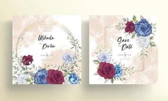 elegante tarjeta de invitación de boda con adornos de rosas vector