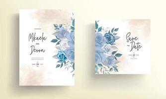 tarjeta de invitación de boda con hermosas decoraciones florales vector