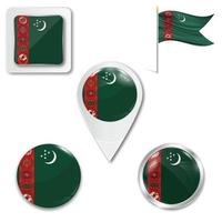 Set of icons of the national flag of turkmenistan vector