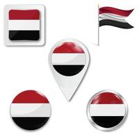 Set of icons of the national flag of Yemen vector