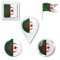 Set of icons of the national flag of Algeria vector