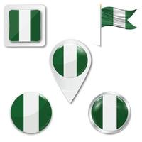 conjunto de iconos de la bandera nacional de nigeria vector