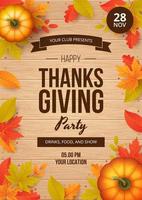 Happy Thanksgiving day party poster. Vector illustration