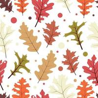 Autumn leaves seamless pattern with dots vector