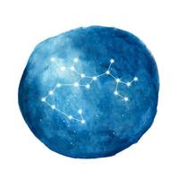 Sagittarius constellation icon of zodiac sign. Watercolor illustration vector