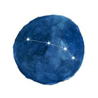 Aries constellation icon of zodiac sign. Watercolor illustration. vector