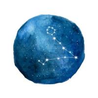 Pisces constellation icon of zodiac sign. Watercolor illustration. vector