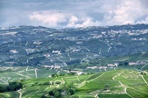 The vineyards of Langhe, Italy, seen from the viewpoint of La Morra. photo