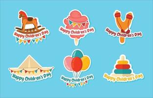 Happy Children Day Sticker Collection vector