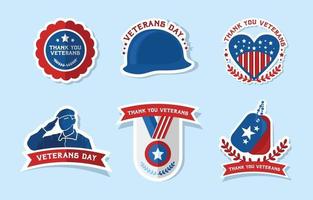 USA Veterans Day Sticker Set vector