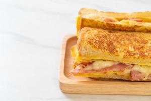 French toast ham bacon cheese sandwich photo