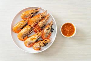 Grilled river prawns or shrimps photo