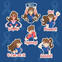Sticker Set of Breast Cancer vector