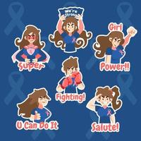 conjunto de pegatinas de cáncer de mama vector