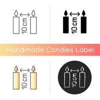 Distance between burning candles manual label icon vector