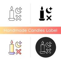 nunca use velas mientras duerme icono de etiqueta manual vector