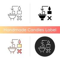 Never throw hot wax down sink manual label icon vector