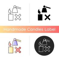 Extinguishing flickering candle manual label icon vector