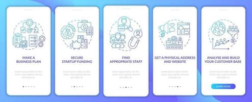 Startup launch steps gradient onboarding mobile app page screen vector