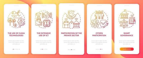 Instruments of smart urban area onboarding mobile app page screen vector