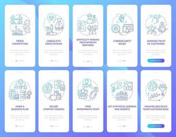 Startup launch gradient onboarding mobile app page screen set vector