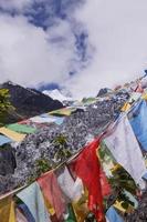 Meili snow Mountain colorful prayer flag Kawa Karpo in Yunnan China photo