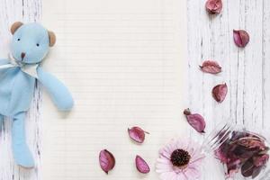 Paper with petals and toy