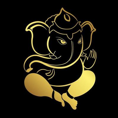 Ganesha god of elephant with golden border elements