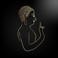 Golden buddha element isolate on black background vector