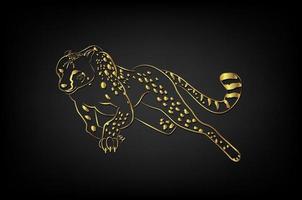 Golden Cheetah for decoration on black background vector