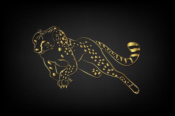 Golden Cheetah for decoration on black background