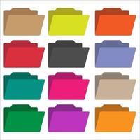 Set collection folder icon vector colored 2