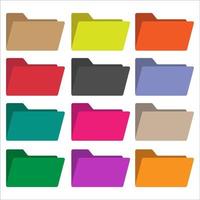 Set collection folder icon vector colored