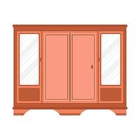 Flat design glazed wooden wardrobe furniture vector