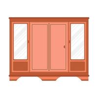 Flat design glazed wooden wardrobe furniture vector