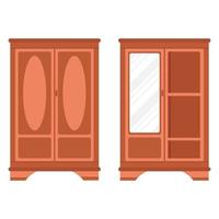 Flat design glazed wooden wardrobe furniture vector