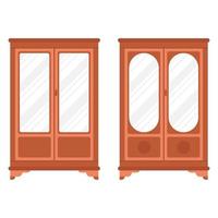 Flat design glazed wooden wardrobe furniture vector