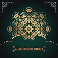 diseño de arte de mandala de patrón islámico de color dorado de lujo vector