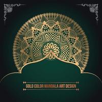 Luxury Golden Color Islamic Pattern Mandala Art Design vector