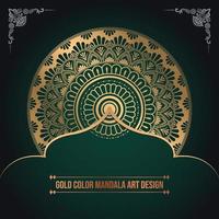 diseño de arte de mandala de patrón islámico de color dorado de lujo vector