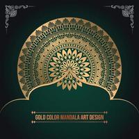 Luxury Golden Color Islamic Pattern Mandala Art Design vector