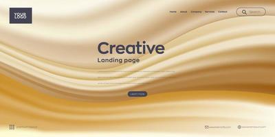 Landing page. web header vector golden line background
