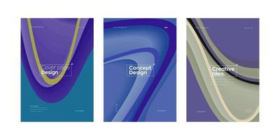 Corporate cover page design template with colorful line wave vector